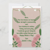 ガーデングリーン&ソフトピンクハート写真 マザーズデー カード (裏面)