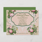 ガーデングリーン – ソフトピンクローズリハーサルディナー 招待状 (正面/裏面)