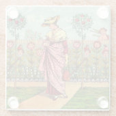 ガーデングローフラワーウーマンアートアンティーク ガラスコースター (裏面)