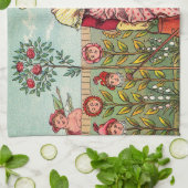 ガーデングローフラワーウーマンアートアンティーク キッチンタオル (折り畳み)