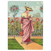 ガーデングローフラワーウーマンアートアンティーク クリップボード (裏面)