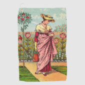 ガーデングローフラワーウーマンアートアンティーク ゴルフタオル (正面)