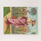 ガーデングローフラワーウーマンアートアンティーク ジグソーパズル (横)