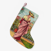 ガーデングローフラワーウーマンアートアンティーク スモールクリスマスストッキング (正面 (吊り時))