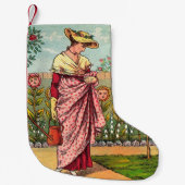 ガーデングローフラワーウーマンアートアンティーク スモールクリスマスストッキング (正面)