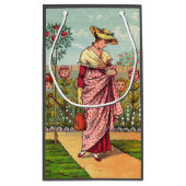 ガーデングローフラワーウーマンアートアンティーク スモールペーパーバッグ (裏面)