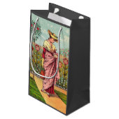 ガーデングローフラワーウーマンアートアンティーク スモールペーパーバッグ (裏面アングル)