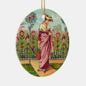 ガーデングローフラワーウーマンアートアンティーク セラミックオーナメント (右)