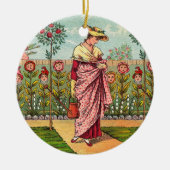 ガーデングローフラワーウーマンアートアンティーク セラミックオーナメント (正面)
