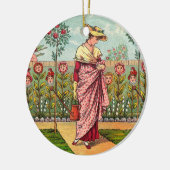 ガーデングローフラワーウーマンアートアンティーク セラミックオーナメント (左)