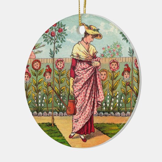 ガーデングローフラワーウーマンアートアンティーク セラミックオーナメント (左)