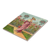 ガーデングローフラワーウーマンアートアンティーク タイル (側面)