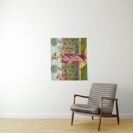 ガーデングローフラワーウーマンアートアンティーク タペストリー (インサイチュ)