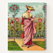 ガーデングローフラワーウーマンアートアンティーク ノートブック (裏面)