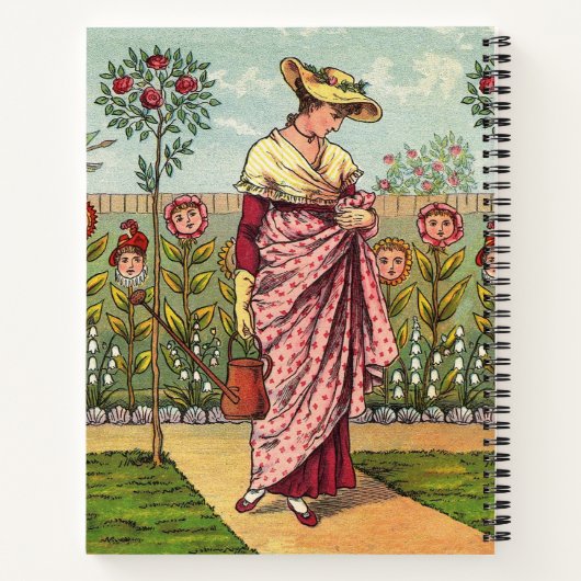 ガーデングローフラワーウーマンアートアンティーク ノートブック (裏面)