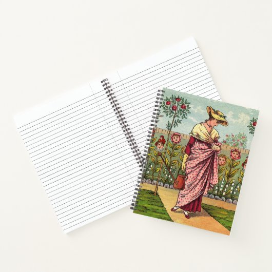 ガーデングローフラワーウーマンアートアンティーク ノートブック (内部)
