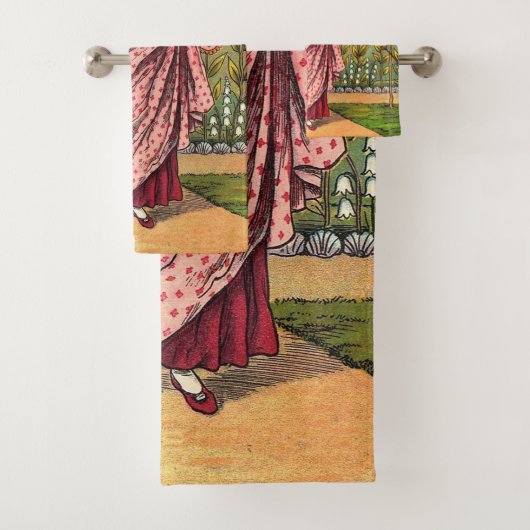 ガーデングローフラワーウーマンアートアンティーク バスタオルセット (インサイチュ)