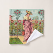 ガーデングローフラワーウーマンアートアンティーク バスタオルセット (ウォッシュタオル)