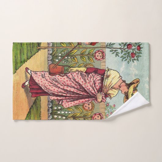 ガーデングローフラワーウーマンアートアンティーク バスタオルセット (ハンドタオル)