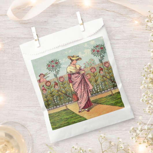 ガーデングローフラワーウーマンアートアンティーク フェイバーバッグ (クリップ留めされた状態)