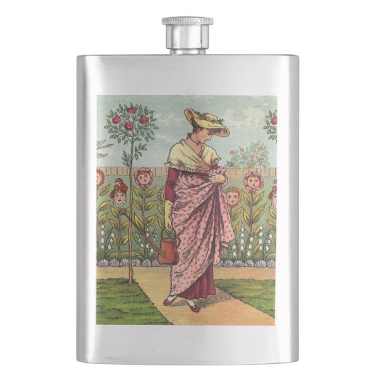 ガーデングローフラワーウーマンアートアンティーク フラスク (正面)