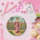 ガーデングローフラワーウーマンアートアンティーク ペーパープレート (パーティー)