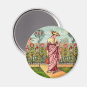 ガーデングローフラワーウーマンアートアンティーク マグネット (正面/裏面)