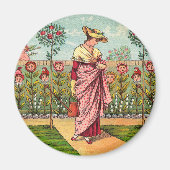 ガーデングローフラワーウーマンアートアンティーク マグネット (正面)