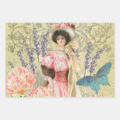 ガーデングローフラワーウーマンアートアンティーク ラッピングペーパーシート (正面2)