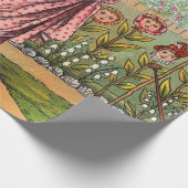ガーデングローフラワーウーマンアートアンティーク ラッピングペーパー (角)