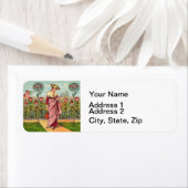 ガーデングローフラワーウーマンアートアンティーク ラベル (インサイチュ)