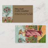 ガーデングローフラワーウーマンアートアンティーク 名刺 (正面/裏面)