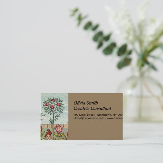 ガーデングローフラワーウーマンアートアンティーク 名刺 (スタンド正面)