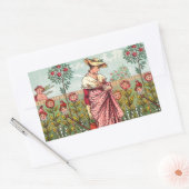 ガーデングローフラワーウーマンアートアンティーク 長方形シール (封筒)