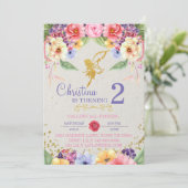 ガーデンゴールデンフェアリー誕生日またはシャワー招待状 招待状 (スタンド正面)