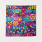 ガーデンサイケデリック – ウィムジー開花 タペストリー (正面(横))