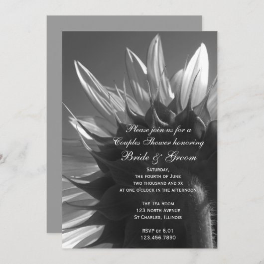 ガーデンサンフラワーカップルウェディングシャワー 招待状 (正面/裏面)