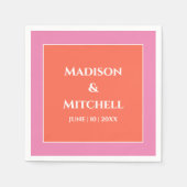 ガーデンサンライズピンクオレンジウォーター結婚カラー スタンダードカクテルナプキン (正面)