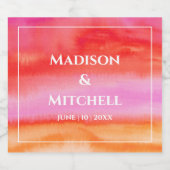 ガーデンサンライズピンクオレンジウォーター結婚カラー スパークリングワインラベル (シングルラベル)