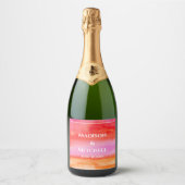 ガーデンサンライズピンクオレンジウォーター結婚カラー スパークリングワインラベル (正面)