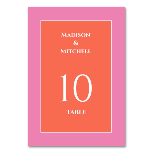 ガーデンサンライズピンクオレンジウォーター結婚カラー テーブルナンバー (正面)