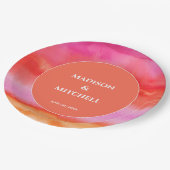 ガーデンサンライズピンクオレンジウォーター結婚カラー ペーパープレート (アングル)