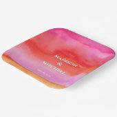 ガーデンサンライズピンクオレンジウォーター結婚カラー ペーパープレート (傾斜あり)