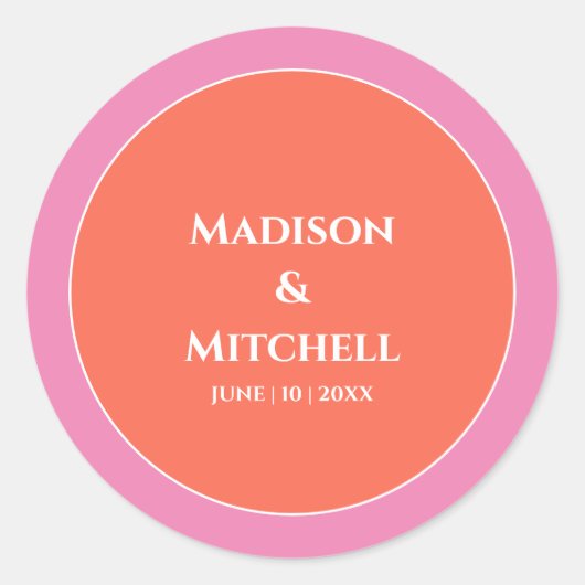 ガーデンサンライズピンクオレンジウォーター結婚カラー ラウンドシール (正面)