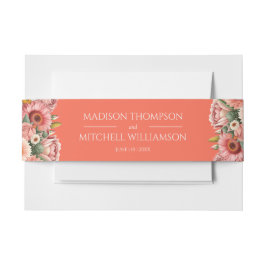 ガーデンサンライズピンクオレンジモダンフローラ結婚ズ 招待状ベリーバンド