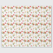 ガーデンシックフェミニンレッドクリームバラフローラ ラッピングペーパー (フラット)