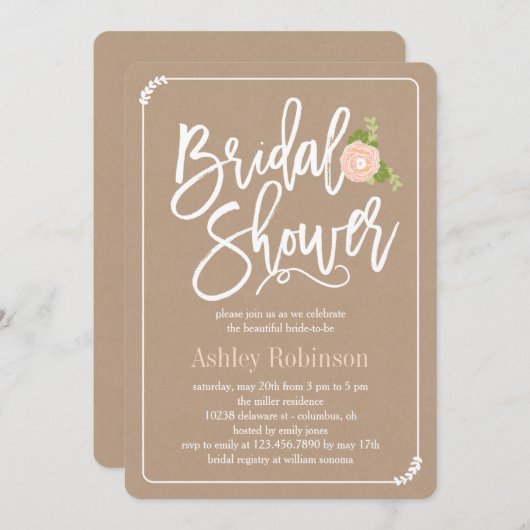 ガーデンシャワーブライダルシャワー招待状クラフト 招待状 (正面/裏面)