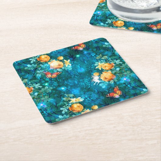 ガーデンシリーズの妖精デザイン11 スクエアペーパーコースター (アングル)
