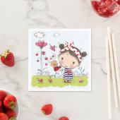 ガーデンシーンに登場する可愛いカートゥーンガール スタンダードカクテルナプキン (インサイチュ)