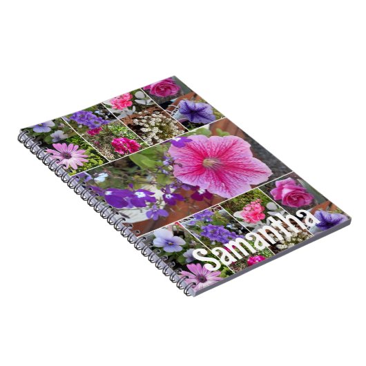 ガーデンジャーナルピンクペチュニアかわいらし春の花 ノートブック (右側)
